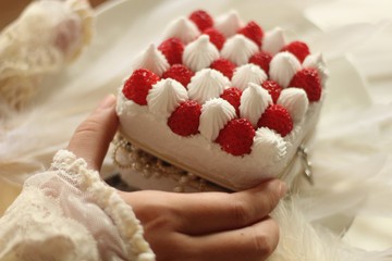 首飾盒草莓方形蛋糕