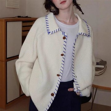 【米蘭精品】針織外套長袖毛衣-寬鬆軟糯休閒春秋女外套2色74km55