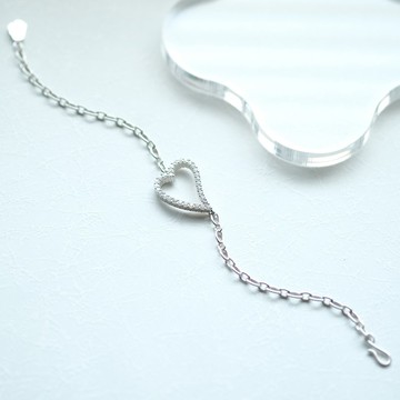 寶石愛心手鍊 925 銀