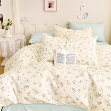 床包枕套組-單人/200織/ 精梳棉二件式 / 青芷香盈 台灣製