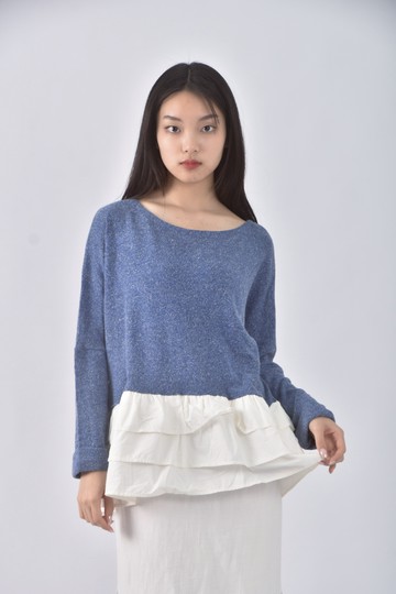 (M) pazzo素面藍色長袖上衣