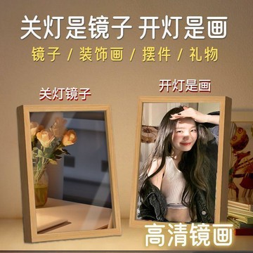 客制化LED镜子灯光画 发光镜面夜灯 房间氛围布置 情侣礼物 相片定制 卧室桌面装饰 生日礼物 圣诞礼物 ins风系摆饰