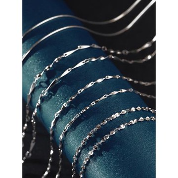 s925純銀鎖骨鏈女款不帶墜無吊墜鏈子女士簡約頸鏈元寶鏈銀飾品