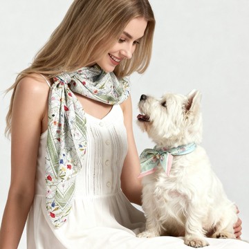 寵主與寵物網紅組合狗狗及主人同款造型狗狗圍巾維納斯絲巾套裝