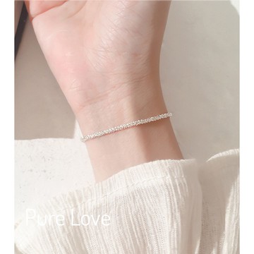Pure Love樂芙 /正韓 銀飾【S925純銀】B0232簡約通體純銀手鍊閃耀滿天星手鏈 / 銀