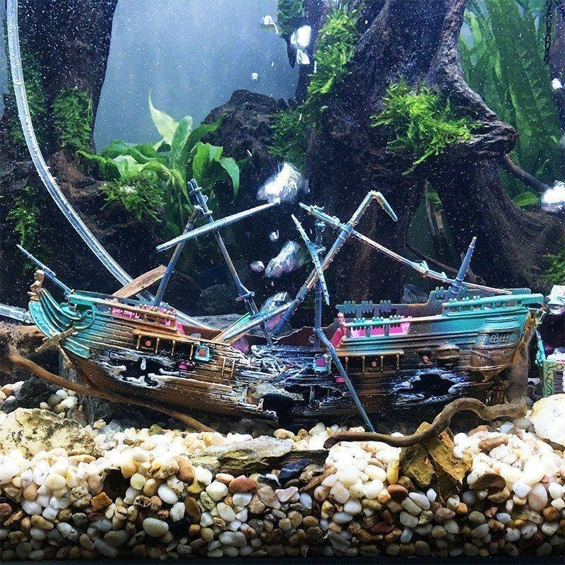 アクアリウム レイアウト オブジェ 水槽 沈没船 Aquarium layout