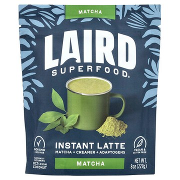 Laird Superfood, 速溶拿鐵，抹茶 + 奶精 + 適應原，抹茶味，8 盎司（227 克）