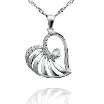 925純銀項鍊 鑲鑽吊墜-優雅大方浪漫心型母親節情人節生日禮物女飾品73dk3【獨家進口】【米蘭精品】