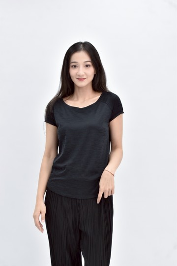 加購優惠(M) imoda 運動露背黑色短袖上衣