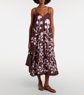 Juliet Dunn Scalloped cotton midi dress