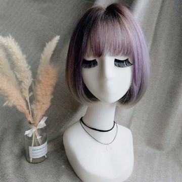 [台灣出貨附發票] 漸變色整頂假髮 假髮 空氣劉海 wig 仿真 假髮女整頂 短假髮 女生假髮 假頭髮 鮑勃頭假髮