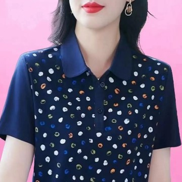 時尚短袖上衣女|減齡POLO衫|夏季短袖POLO衫|時尚短袖POLO衫|媽媽裝大碼女裝|阿嬤POLO衫衣服|韓係穿搭夏天