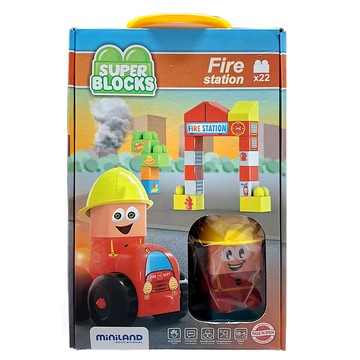 miniland 模擬城市積木組 22入 含貼紙 消防隊  1組