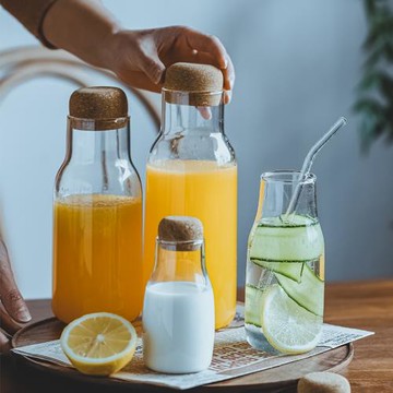 民宿餐飲店果汁奶茶飲料瓶玻璃冷水壺耐高溫木塞青梅泡酒瓶酵素瓶
