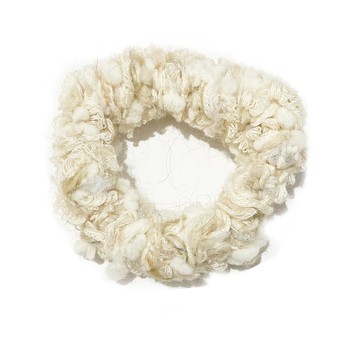 手編毛線米白髮圈.髮飾