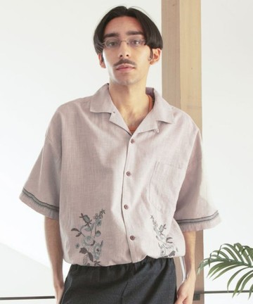 【熱門預購】森林系風中花信刺繡清爽竹節棉襯衫(2色) IAC-5208
