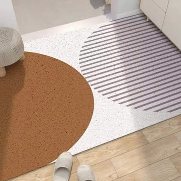 玄關絲圈地墊 防滑耐磨好清洗 不卡門縫  黑 + 白 + 棕色  加大(120 x 100cm)