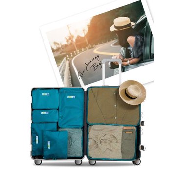 m square出差旅行衣物收納包整理袋旅游洗漱內衣服分類套裝8件套