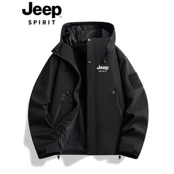 jeep吉普沖鋒衣男士秋冬季戶外運動夾克情侶連帽防風防水登山外套