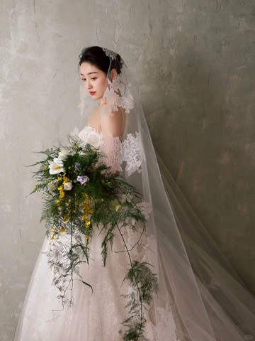 免運 可開票 韓國紗高級感達雷斯貼花長頭紗攝影樣片道具跟妝凹形森系超仙硬S