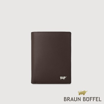 【BRAUN BUFFEL 德國小金牛】台灣總代理 彬達 6卡直立中間翻零錢袋短夾-培土棕/BF584-307-POS