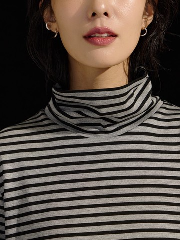 SIEZEN_013_灰黑條高領條紋長袖上衣