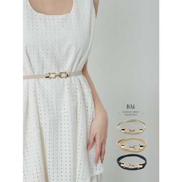 BAi白媽媽 金釦彈性細腰封／雙環勾扣鬆緊腰帶－台灣現貨 隔日到貨【356085】