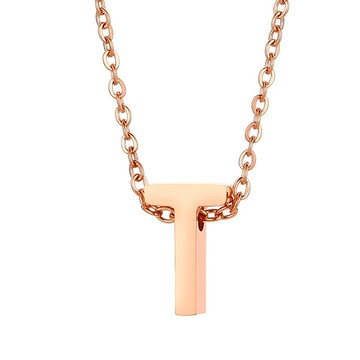 台灣客製化鏈長項鍊 純鋼字母T玫瑰金色鎖骨項鏈－DUSHA ACCESSORY 杜莎飾品