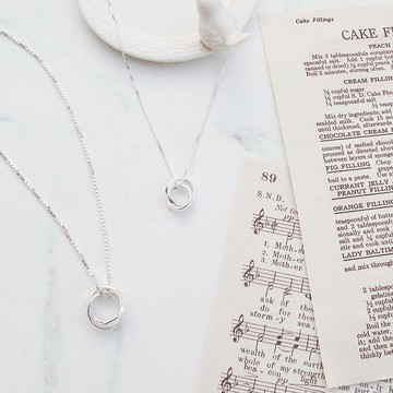 【純銀情侶對鍊】美麗的相遇 | 菱格×雙圈×鋯石對鍊 | 大員囡仔