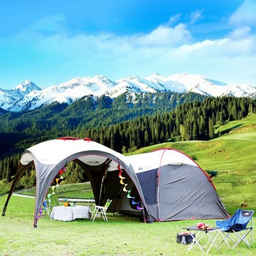 【台灣公司 可開發票】正品戶外雙層4人帳家庭公園野外露營天幕登山帳篷前庭后室帳篷