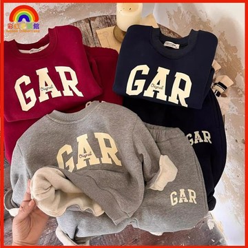 🎄秋冬新品🎄兒童冬季加絨加厚衛衣套裝2026新款男童寶寶女童字母兩件套國潮男童套裝 兒童套裝 男童長袖套裝 男童D1
