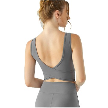 瑜伽背心女水滴半固定杯裸感交叉美背運動內衣緊身速乾健身服上衣