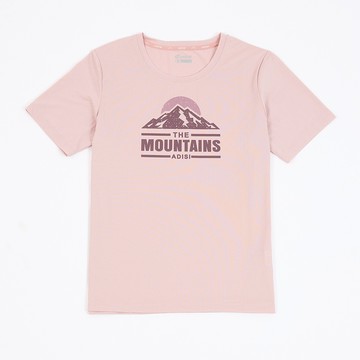 ADISI 女緹花圓領快排抑菌消臭圖騰上衣\tAL2611026 裸粉 (S-2XL)｜透氣 吸濕排汗 防臭 彈性 排汗衣