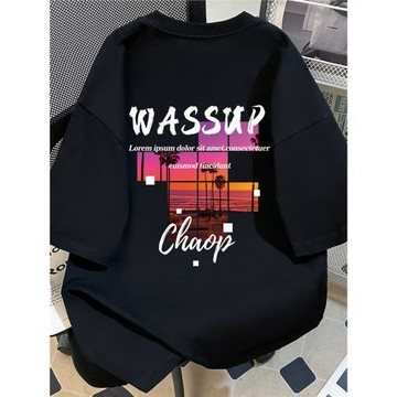 WASSUP美式短袖t恤男生潮牌重磅高街夏季純棉寬松體恤上衣青少年