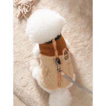 寵物狗狗羊毛粒拼色牽引馬甲秋冬保暖衣服防掉毛比熊泰迪博美幼犬