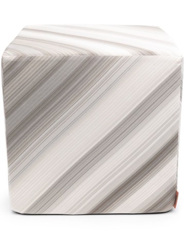 Missoni Home - Marmor striped pouf cube - unisex - Polyurethane/Polyester/Acrylic - One Size - Neutrals