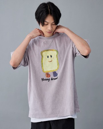 【他是土司】蠟染工藝落肩TEE (水泥灰)