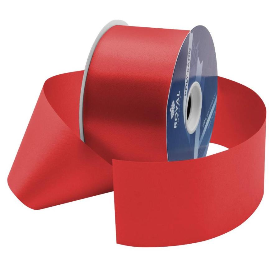 Red Poly Satin Waterproof Ribbon 2.75  (#40) for Floral  Craft Decoration,