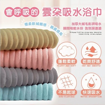 雲朵吸水浴巾(經典灰/卡其/天空藍/桃紅)【現貨】