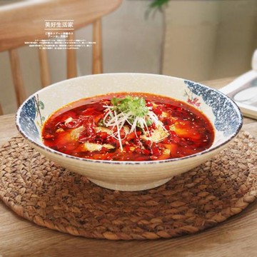 日式陶瓷斗笠湯碗大號家用酸菜魚盆創意大碗湯盆面碗麻辣燙碗餐具