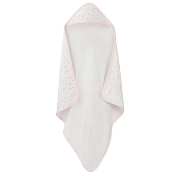 日本 Combi - 純棉柔紗-快樂車車 連帽浴巾-(粉) (75*75cm)