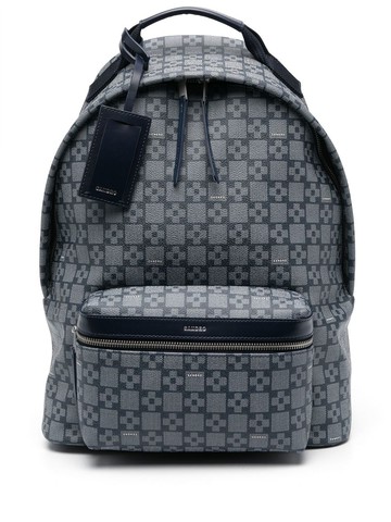 SANDRO - geometric-pattern printed backpack - men - Polyester/Calf Leather/Polyester - One Size - Blue