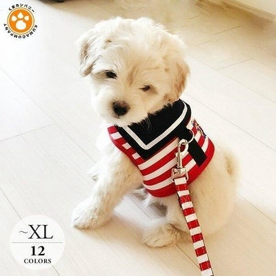 胴輪 リード ハーネス セーラー服風 ボーダー柄 迷彩柄 総柄 犬 愛犬 ドッグ用品 ドッグ キュート マリンスタイル デイリー お散歩グッズ レッド