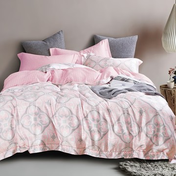 FOCA 100%萊賽爾纖天絲 四件式兩用被床包組  床包 + 兩用被 + 枕套 2個  雙人  桃腮