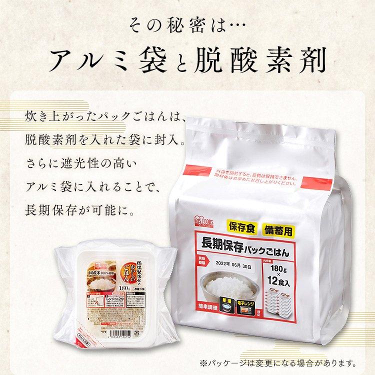 レトルトご飯 パックご飯 ごはん パック レンジ 180g 48食 長期保存パックごはん 180g×12パック 4個セット アイリスフーズ