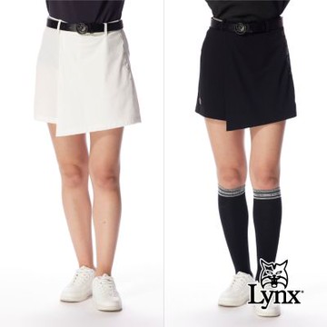 【Lynx Golf】首爾高桿風格！女款彈性舒適羅紋剪接金屬感印花褲裙(二色)
