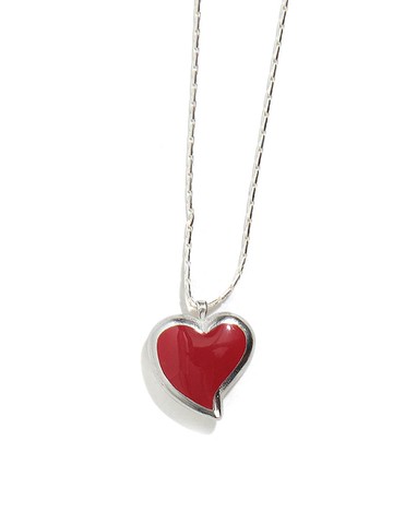 Mini Reversible Hearts Epoxy Silver Necklace