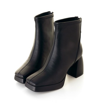 辣到逆天方頭高跟厚底短靴 黑 GB831BK