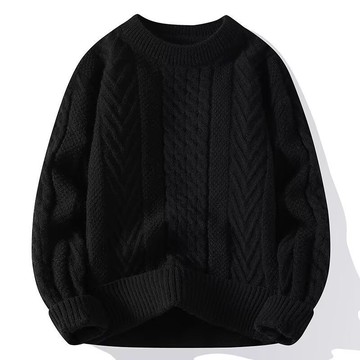 韓版新款圓領百搭休閒毛衣男冬季潮流時尚慵懶風針織衫男