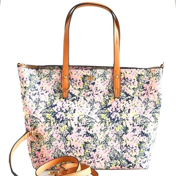 TORY BURCH - 印花皮革兩用托特包 (粉色花卉)